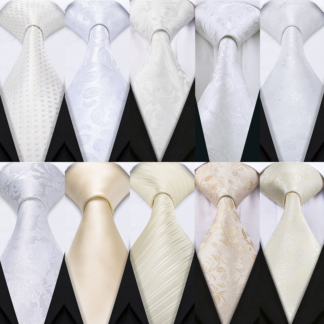 Men'S Grooming Set Gift - Fashion White Mens Wedding Tie Hanky