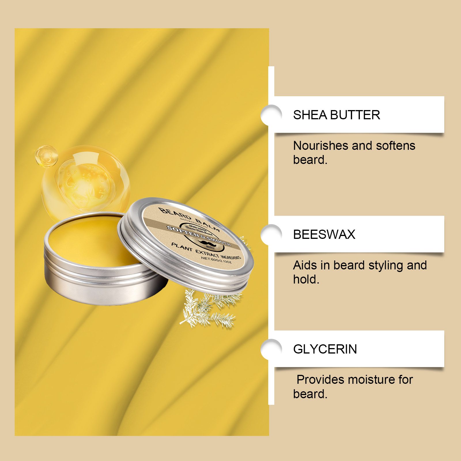 Men's Beard Care Wax - Smooth, - Men'S Grooming Wax 评论和价格