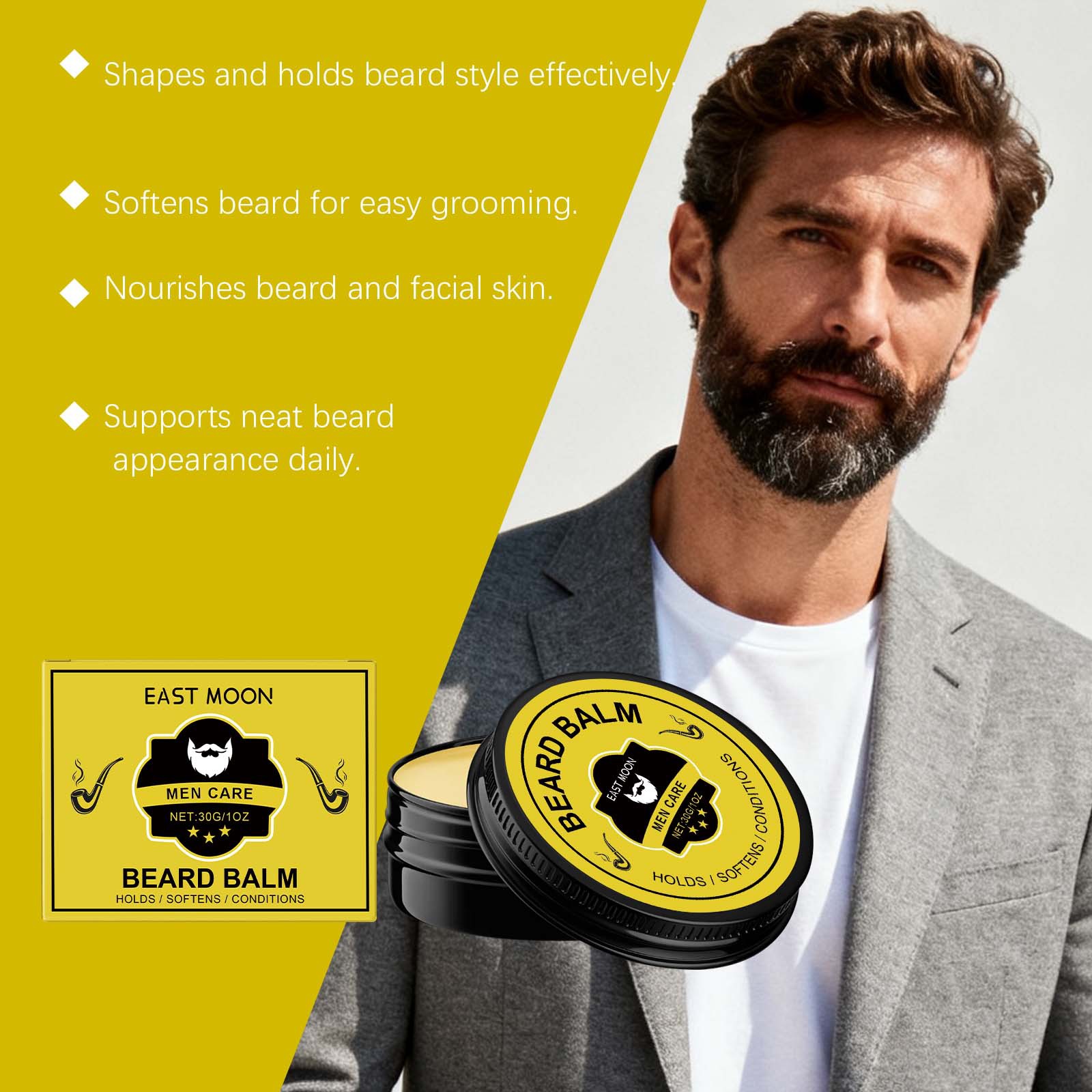 East Moon Men Beard Care Balm  - Men'S Grooming Wax 评论和价格