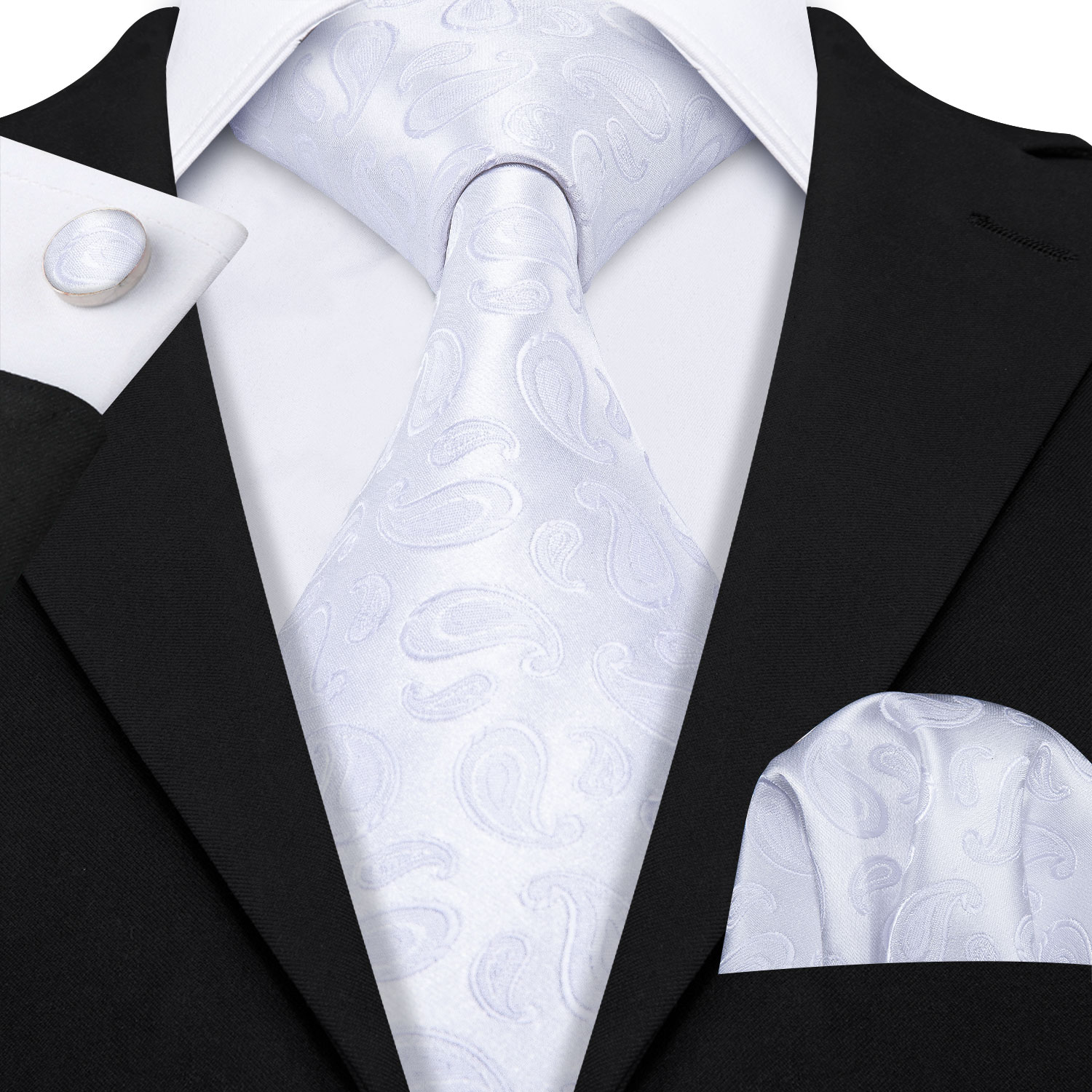 Fashion White Mens Wedding Tie - Men'S Grooming Set Gift 评论和价格